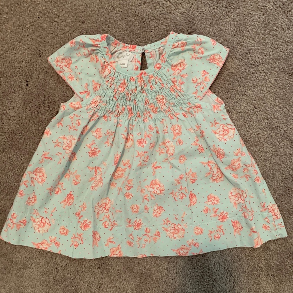 Mud Pie Baby Girl Light Blue Flower Dress 3-6 m